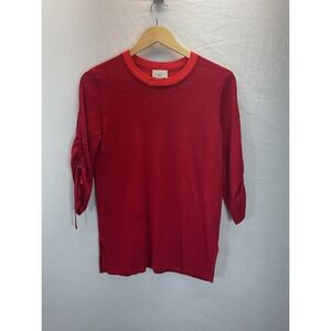 Grey by Jason Wu Red cinch sleeve crew‎ neck sweater Viscose Dressy